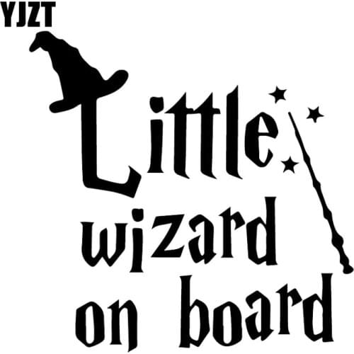 YJZT 17.8X17.5CM LITTLE WIZARD ON BOARD Rear Windshield Car Sticker Warning Vinyl Decals C25-0412