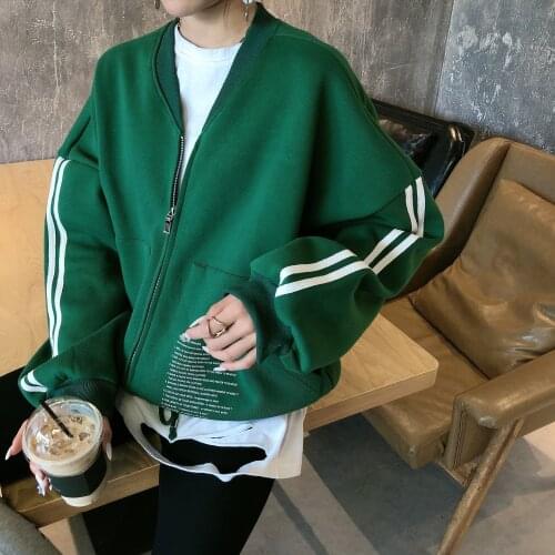 Women Full Zip Oversized Baseball Sweatshirt Long Sleeve 2021 Spring Short Crewneck Casual Zipper Jumper Coats Plus Size