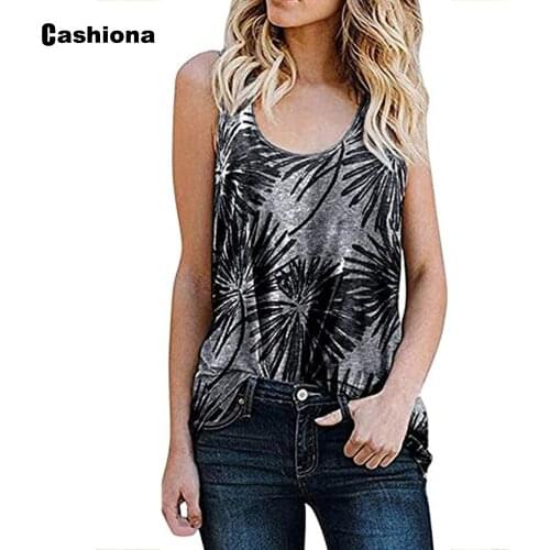 2021 Summer Womens Camis Leisure Casual Tank Tops Sleeveless Flower Print Tshirt Plus Size 3xl Femme Tops Strappy Vest Clothing