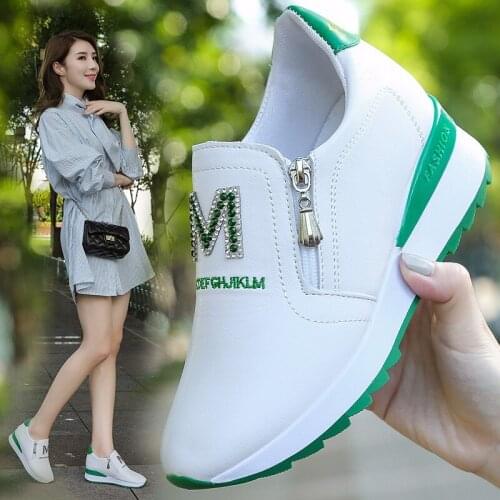 Mesh Breathable Increased Womens Shoes 2021 Platform Wedges Womens Sneakers Spring High Quality Rhinestone Casual Shoes