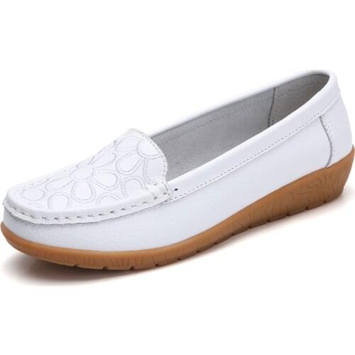 2020 New Women Flats Shoes Women Genuine Leather Shoes Woman Loafers Slip On Ballet Flats Ballerines Flats Walking Plus Size