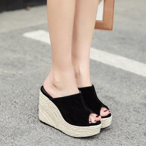 Woman Beach shoes flip flops Summer pom pom sandals low heel shoes footwear slippers black Wedges striped shoes LJA634-1