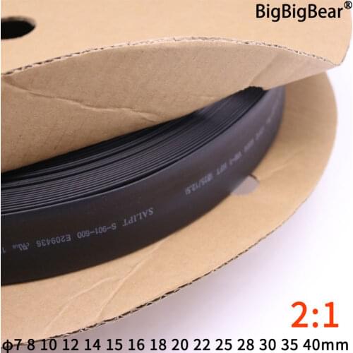 1M 2:1 Heat Shrink Tube Dia 7 8 10 12 14 15 16 18 20 22 25 28 30 35 40mm Wire Shrinkage Sleeving Wrap Kits Sell DIY Connector
