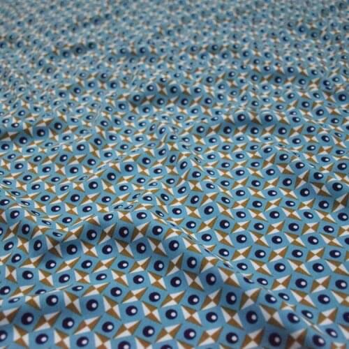 50*150cm Double Crepe Chiffon Fabric New Lake Green Geometric Lattice Polka Dot Printing Clothing Handmade DIY Fabric