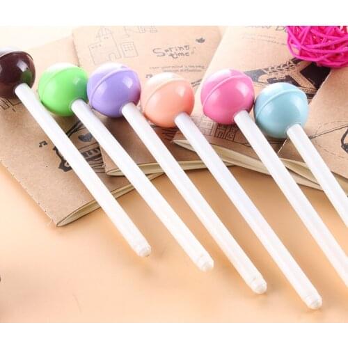 50PCS Korea Stationery Cute Fresh Candy-colored Black Pen Lollipop Gel Pen Personality Cute Stationery Gifts Office Accessories