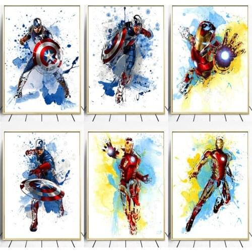 5D DIY Diamond Painting Marvel Superhero Spiderman Captain America Wall Street Art Picture Living Room Home Decor