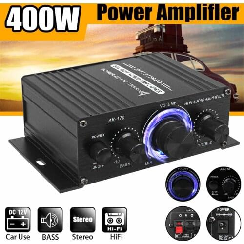 AK380/AK370/AK170 400W*2 2 Channel bluetooth HiFi Power Amplifier Home Car Audio Class D Remote Control FM Radio AUX USB/SD