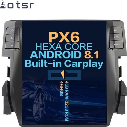 Aotsr Tesla 10.4” Vertical screen Android 8.1 Car DVD Multimedia player GPS Navigation For Honda Civic 2016 2017 2018 carplay