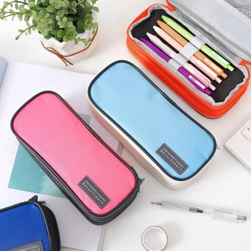 Student Three-layer Zipper Waterproof Multi-function Pencil Case Large-capacity Pencil Box School Supplies Student Stationery