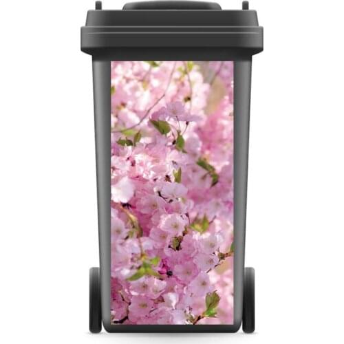 DIY Creative 3D Rubbish Bin Sticker Peach Blossom Wall Mural Wall Print Decal Removable self adhesive Kitchen Accessories