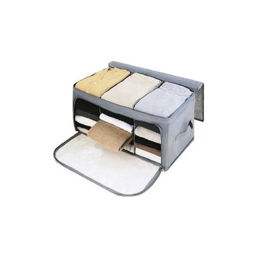 Home useful Bamboo charcoal visible double open storage finishing box storage box 58*36*30cm