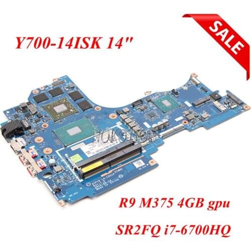 FRU:5B20M55518 AIPY6 LA-C951P Laptop Motherboard For Lenovo ideapad Y700-14ISK 14" SR2FQ i7-6700HQ R9 M375 4G GDDR3 GMA HD530