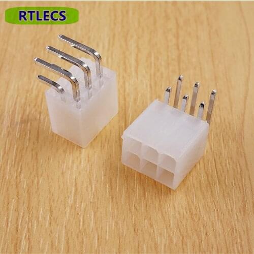 5 pcs 4.2 mm 6 Pin Header Male Pin 0.165" Graphics card GPU PCI-E PCIe Power connector Right Angle Through Hole PCB Video card
