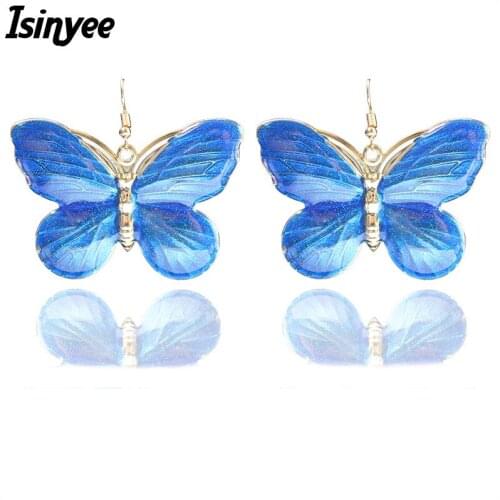 ISINYEE Fashion Large Enamel Butterfly Dangle Earrings For Women Big Bohe Ear Bohemian Jewelry Brincos Para As Mulheres