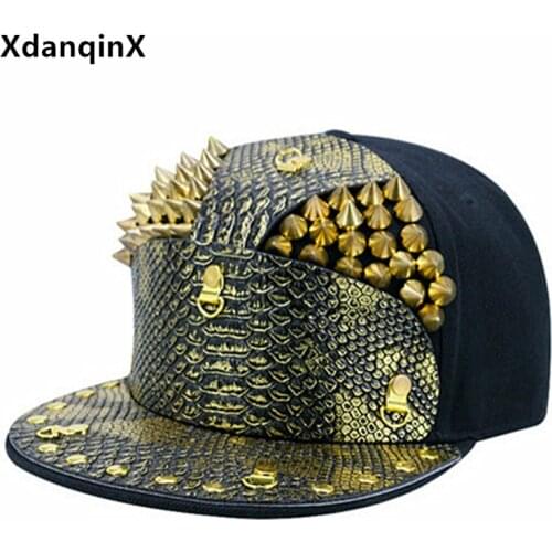 XdanqinX Punk Style Armor Personality Hip Hop Caps For Men Women Novelty Flat Brim Hat Multi-style Nightclub Bar Performance Hat