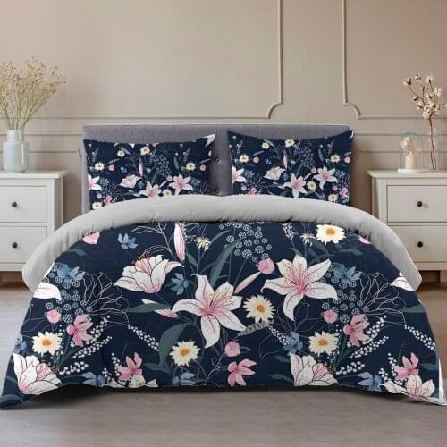 Flowers Bedding Set Queen King Size 2/3Pcs Blossom/Leaf Green Duvet Cover Pillowcase 220x240 Adults Kids Quilt Cover