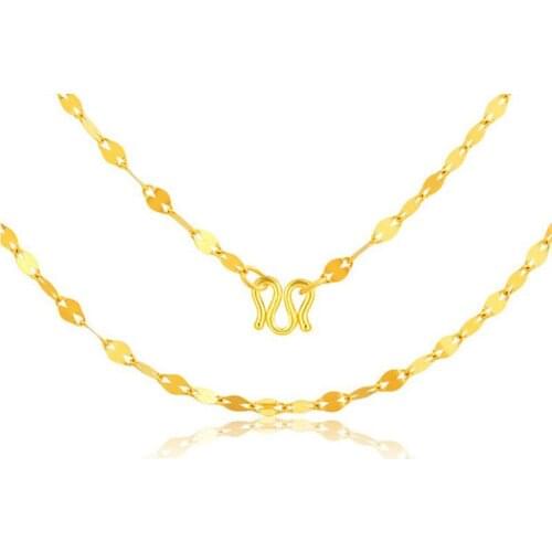 Hot Sale Pure 24K Yellow Gold Blade Chain Necklace/ 999 Gold new arrival women Necklace 4g