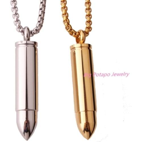 Fashion Jewelry Can Open Bullet Cremation Memorial Urn Unscrewed Necklace Stainless Steel Pendant Jewelry