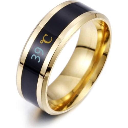 Fashionable smart thermo couple ring Temperature Ring Titanium Steel Mood Emotion Feeling Intelligent Temperature Sensitive Ring
