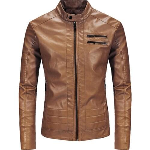 Mens Leather Jacket Fashion Motorcycle PU Leather Jacket Slim Fit Faux Leather Coat Male Biker Jacket Jaqueta De Couro Masculina