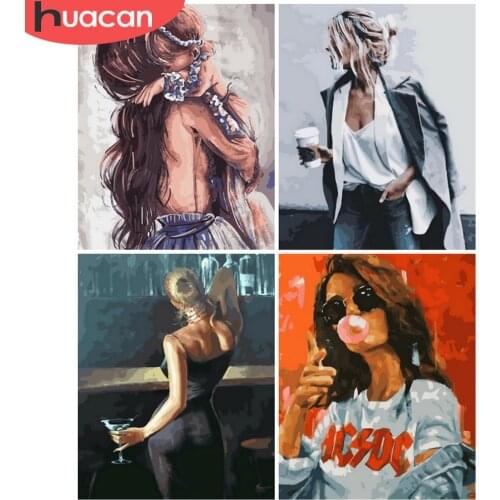 HUACAN DIY Frame Oil Painting By Numbers Women Unique Gift Wall Art Pictures By Numbers Figure Handpainted Decoration