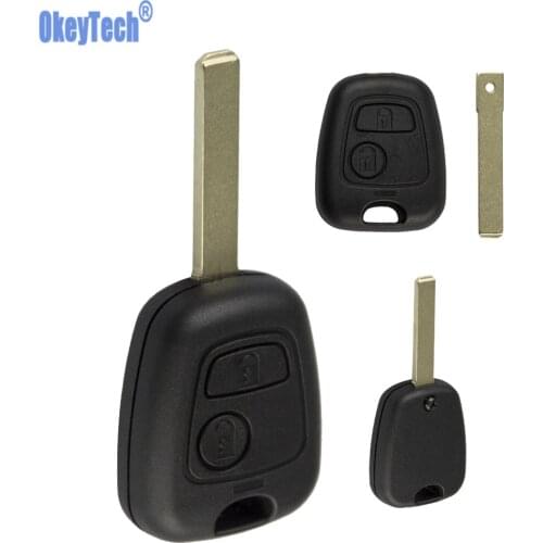 OkeyTech 2 Button Remote Car Key Case Shell For Peugeot 107 207 307 407 106 206 306 406 without Groove VA2 Blade Free Shipping