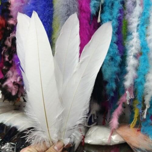 Wholesale 50pcs beautiful white plumage rare 30-35 cm / 12-14 inches Celebration clothing decoration