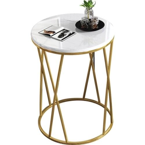 Simple Nordic Light Luxury Coffee Table Sofa Corner Table Bedside Bedroom Marble Pattern Small Round Table Side Tables Furniture