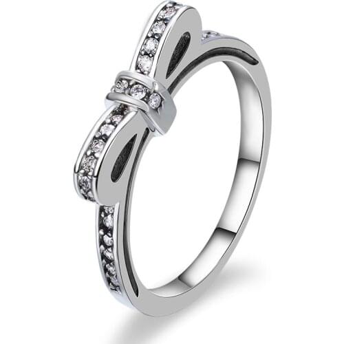 Simple Silver Color Butterfly Crystal Rings for Women Sweet Rhinestone Stackable Ring 2020 Classic Engagement Female Jewelry