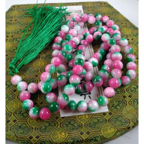 Multicolored Gems Natural 6-8mm stone Buddhist Rose gem 108 Prayer Beads Mala Bracelet Necklace AAA -Top quality mujer for