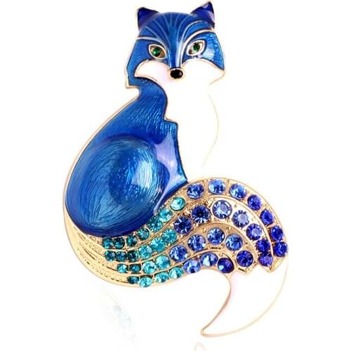 Retro simple fox corsage sweater cardigan accessories Rhinestone Enamel Fox Brooches For Women Party Causal Brooch Pins Gifts