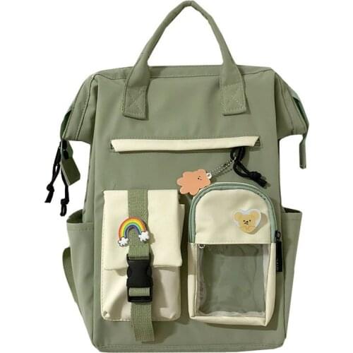 Junior Student School Bag for Teenage Girls Backpack Women High Schoolbag Patchwork Nylon Young Bookbag