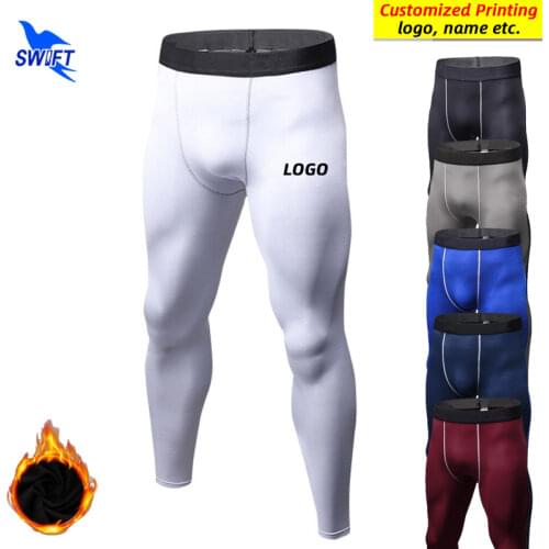 Thermal Winter Fleece Compression Running Pants Mens Skin Tight Quick Dry Elastic Training Gym Jogging Leggings Fitness Trousers