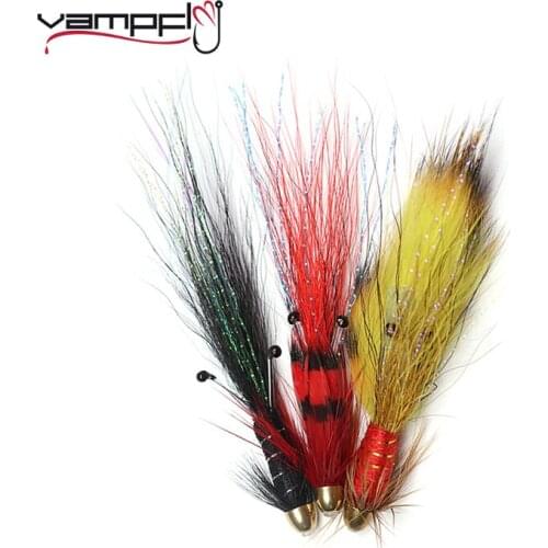 Vampfly 6pcs Conehead Fire Tiger / Black/ Red Francis Snaelda Salmon Tube Flies & Trebles