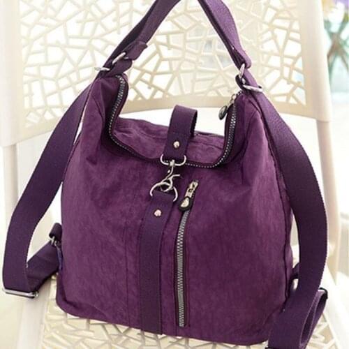 Ladies Multifunction Zipper Nylon Lightweight Crossbody Bag Handbag High-Capacity Solid Color Fashionable Versatile Leisure