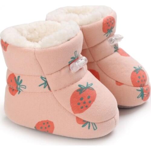 Winter Baby Cotton Snow Boots Non Slip Toddler Shoes Infant Female Infant Multicolor Cartoon Middle Tube Boots 0-18 Months