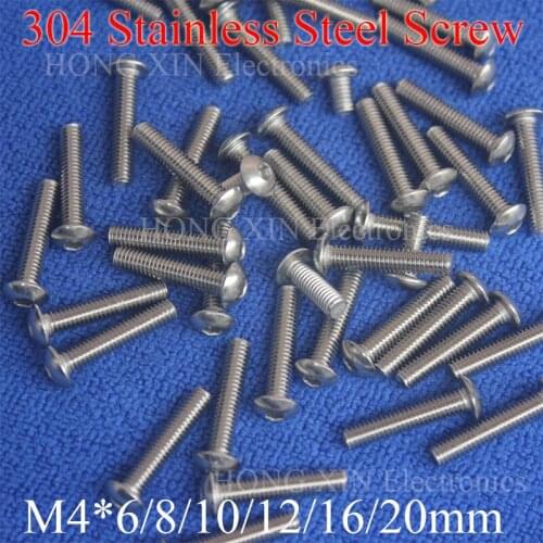 1pcs M4 Metric Thread 304 stainless steel Hexagon Socket Button Head Cap Screw Bolts Round Head M4*6/8/10/12/16/20mm screw nut