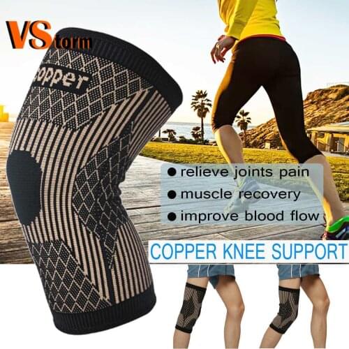 1PC Sports Copper Infused Knee Sleeve Unsex Knee Support Brace Patella Arthritis Leg Support Joint Compression Sleeve
