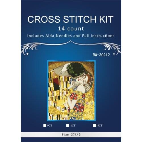 1Top Quality Lovely Cute Counted Cross Stitch Kit The Kiss G Klimt Painting Abstract Riolis 117