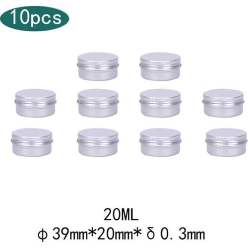 10pcs Aluminium Screw Tin Bottle Jar Pot Cans Containers 20ml Case For Lip Balm Nail Art Makeup DIY Cream Cosmetic Box