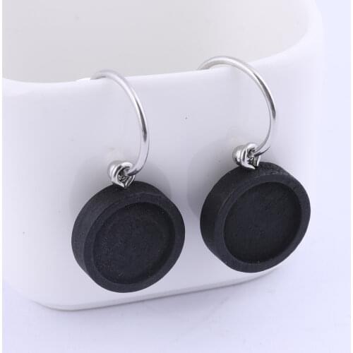 Onwear 10pcs Stainless Steel Post Earrings findings Fit 12mm Wood Cabochon Base Settings Diy stud Earrings Making Supplies