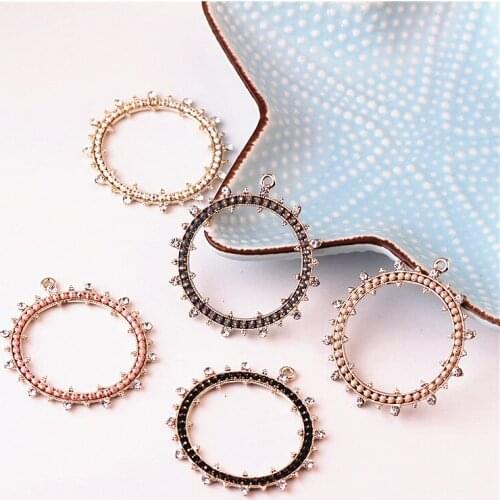 10pcs Fashion bing hollow circle charm With rhinestone pendant Earrings Drop charm Ear Studs connecter tag Jewelry DIY