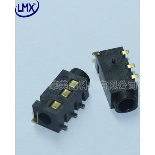 30pcs/lot PJ-320D 3.5mm audio jack headphone jack earphone jack socket black 4Pins SMD