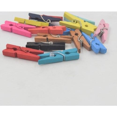 50 Pcs Multi-color Wooden Clothes Clips Wooden Clothes Cloth Crafts Paper Clip