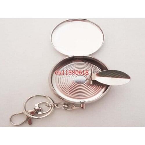 700pcs/lot Free Shipping Wholesale Pocket Stainless Steel Portable Round Cigarette Ashtray With Keychain