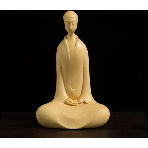 9/10/16CM Zen Tao Wood Sculpture Boxwood Feng Shui Home Tea Ceremony Wooden Buddha Statue Home Decor