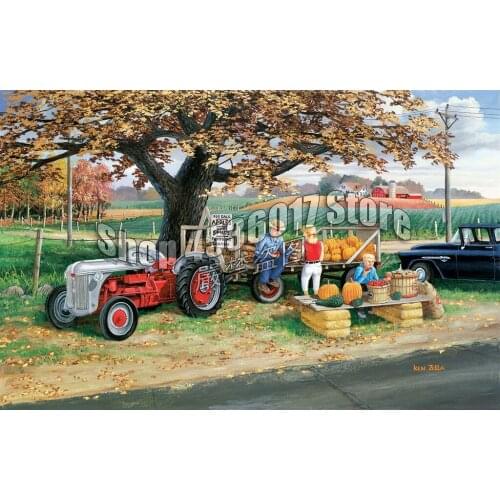 Diy Diamond Painting Harvest Time Farm People Fall Art Cross Stitch Diamond Embroidery Full Mosaic Home Decor ChildrenS Gifts