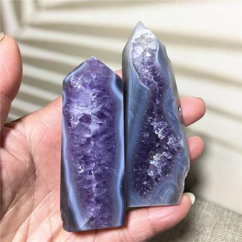 Natural Drusses Agate Geode Crystals Quartz Witchcraft Tower Home Decor Healing Rod Column Voog Gemstones Pyramid Wicca Wand