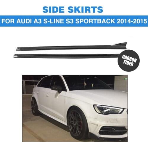 Carbon Fiber Auto Side Skirts Aprons Chin Kit Guard for Audi A3 S LINE S3 Sportback 4 Door 2014 2015 Car Styling