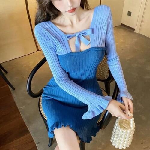 Модные вязаные платья DIWEINI China At AliExpress